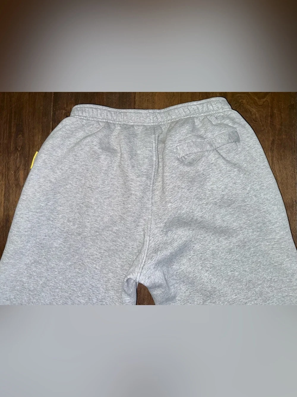Nike Club Fleece Gray Sweatpants Large Yellow Swoosh Open Leg